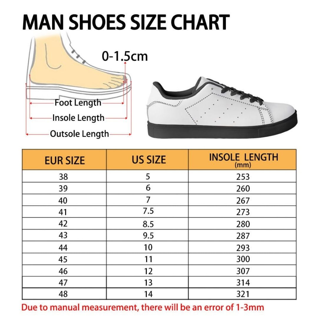 Skate Man Shoes Size Chart - Demon Slayer Shoes Store
