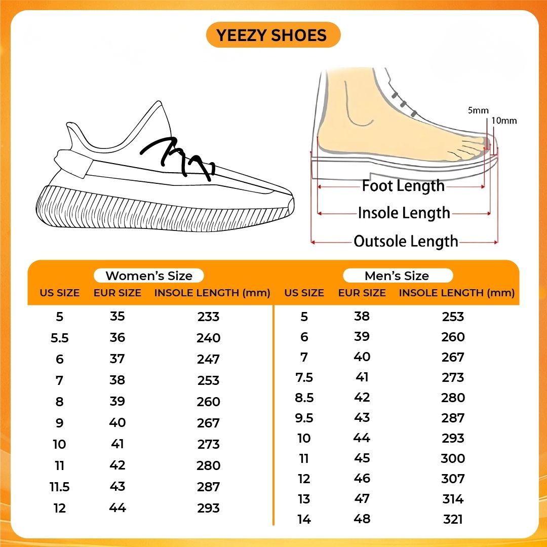 Yeezy Shoes Size Chart - Demon Slayer Shoes Store